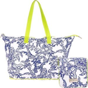 Lilly Pulitzer Blue and Lime Green Tote Bag